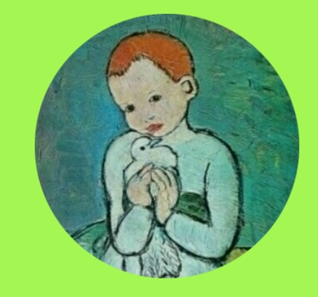 Button Picasso Mädchen mit Taube