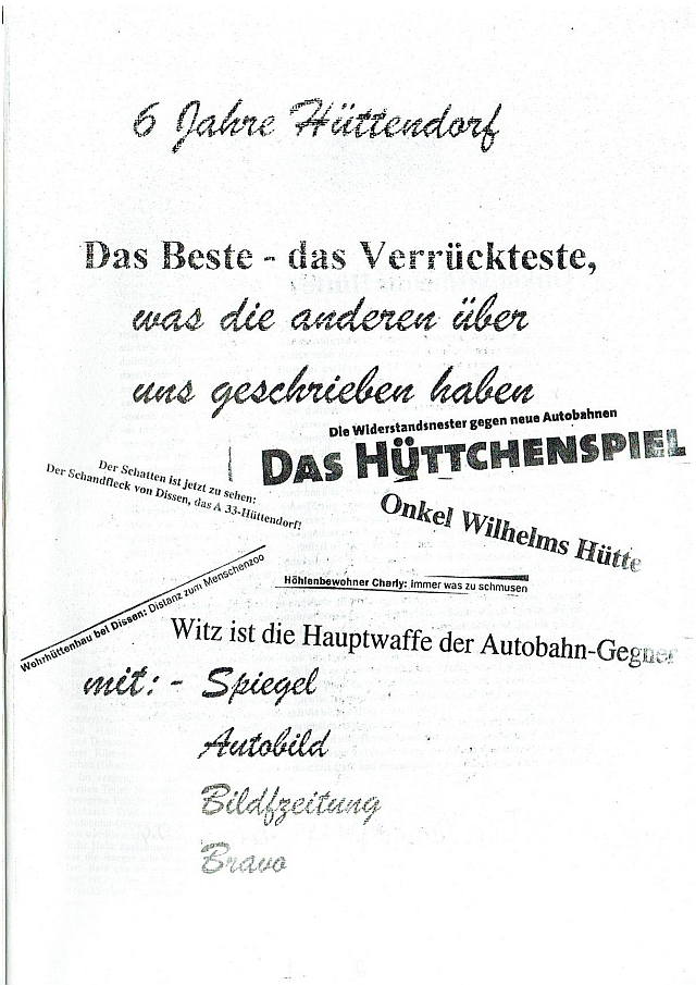 6 Jahre Hüttendorf an der A33 (v114) 1,-